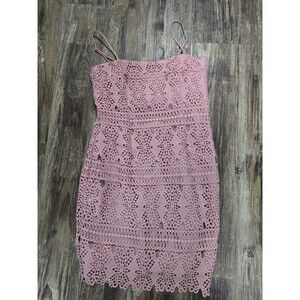 Lulus Mauve Dusty Pink Crochet Sleeveless Mini Dress M